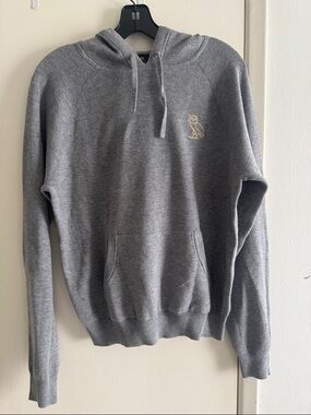 OVO Grey Pullover Hoodie with Gold Owl Logo